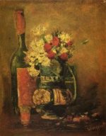 Vase with Carnations and Bottle - Vincent Van Gogh Oil Painting