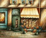 Sidewalk Flower Shop - Oil Painting Reproduction On Canvas