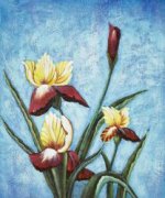 Irises Blooming - Oil Painting Reproduction On Canvas