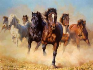 A Drove of Horses - Oil Painting Reproduction On Canvas