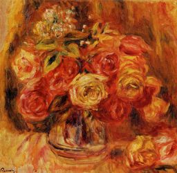 Roses in a Vase 6 - Pierre Auguste Renoir Oil Painting