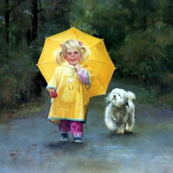 Rainy Day Pals - Donald Zolan Oil Painting