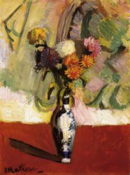 Chrysanthemums in a Chinese Vase - Henri Matisse Oil Painting