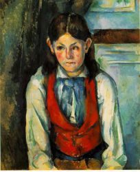 Boy in a Red Vest IV - Paul Cezanne Oil Painting