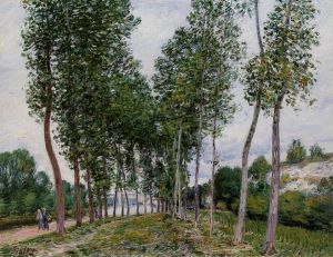Lane of Poplars on the Banks of the Loing - Alfred Sisley Oil Painting