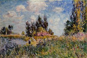 Landscape-The Banks of the Loing at Saint-Mammes - Alfred Sisley Oil Painting
