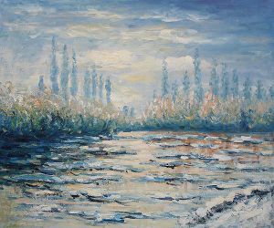 Floating Ice near Vetheuil - Claude Monet Oil Painting
