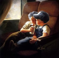 Little Engineers - Donald Zolan Oil Painting