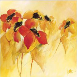Some red and yellow flowers - Oil Painting Reproduction On Canvas