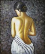 Soft Figure (Blue Background) - Oil Painting Reproduction On Canvas