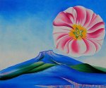 Hollyhock Pink with Pedernal - Georgia O'Keeffe Oil Painting