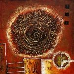 Abstract oil painting - snail flaming - Warm colors - 100% hand made