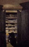 Woman Searching through a Cupboard - Felix Vallotton Oil Painting