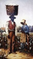Negro Couple in Cotton Field, Woman with Yellow Bonnet - William Aiken Walker Oil Painting