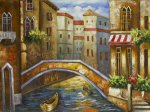 Bridge over Canal with Gondolas - Oil Painting Reproduction On Canvas