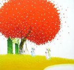 Modern Abstract-Tree life, Red - Oil Painting Reproduction On Canvas