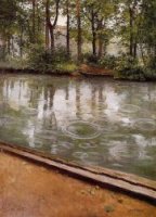 The Yerres, Rain - Gustave Caillebotte Oil Painting