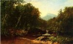 Fisherman by a Mountain Stream - Alfred Thompson Bricher Oil Painting