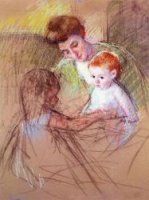 Mother and Daughter Looking at the Baby - Mary Cassatt oil painting,