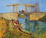 The Langlois Bridge at Arles with Women Washing - Vincent Van Gogh Oil Painting