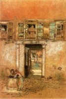 Courtyard and Canal - James Abbott McNeill Whistler Oil Painting