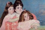 Portrait of Madame A. F. Aude and Her Two Daughters - Mary Cassatt oil painting,
