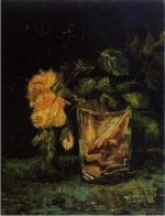 Glass with Roses - Vincent Van Gogh Oil Painting