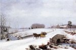 Sleigh Ride on a Gray Day - Thomas Birch Oil Painting