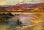 Crossing an Oasis, with the Atlas Mountains in the Distance, Morocco - Frederick Arthur Bridgeman Oil Painting