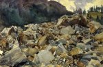 Purtud, Alpine Scene and Boulders - John Singer Sargent Oil Painting