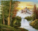 View of Mountains in Fall - Oil Painting Reproduction On Canvas