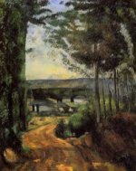 Road, Trees and Lake - Paul Cezanne Oil Painting