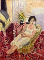 Seated Figure, Striped Carpet - Oil Painting Reproduction On Canvas