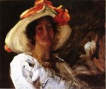 Portrait of Clara Stephens Wearing a Hat with an Orange Ribbon - Oil Painting Reproduction On Canvas
