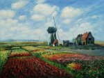 Tulip Field with the Rinjnsburg Windmill - Claude Monet Oil Painting