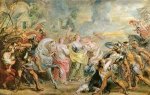 Truce between Romans and Sabinians - Peter Paul Rubens Oil Painting