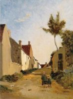 Village Street - Jean Frederic Bazille Oil Painting