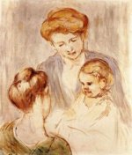 A Baby Smiling at Two Young Women - On Canvas Mary Cassatt oil painting,