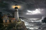 A Lighthouse by the Sea in the Evening - Oil Painting Reproduction On Canvas