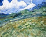 Wheatfield with Mountains in the Background - Vincent Van Gogh Oil Painting