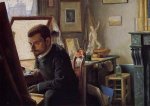 Felix Jasinski in His Printmaking Studio - Felix Vallotton Oil Painting