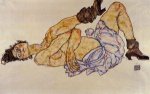 Reclining Female Nude II - Egon Schiele Oil Painting