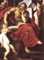 St Jerome in His Hermitage - Peter Paul Rubens Oil Painting