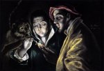 An Allegory with a Boy Lighting a Candle in the Company of an Ape and a Fool (Fabula) II -El Greco Oil Painting