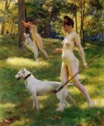 Nymphs Hunting - Julius LeBlanc Stewart Oil Painting