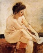 Seated Nude - Joaquin Sorolla y Bastida Oil Painting,
