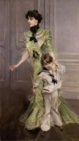 Portrait of Madame Georges Hugo (nee Pauleen Menard-Dozian) and Her Son, Jean - Giovanni Boldini Oil Painting