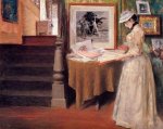 Interior, Young Woman at a Table - Oil Painting Reproduction On Canvas
