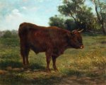 Longhorn Bull in a Landscape - Rosa Bonheur Oil Painting