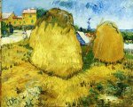 Stacks of Wheat near a Farmhouse - Vincent Van Gogh Oil Painting